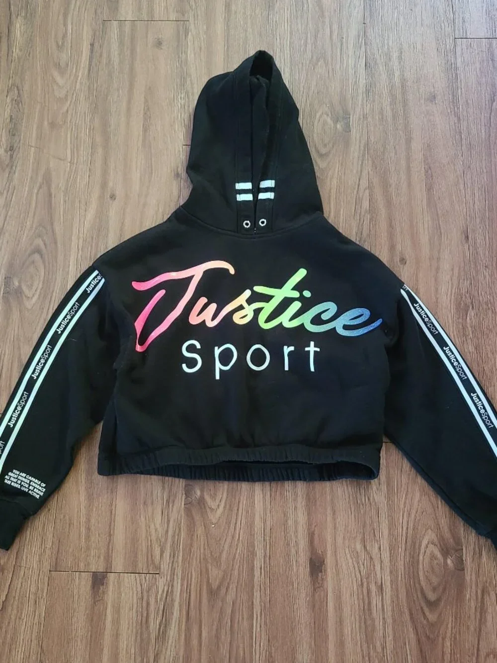 Justice Crop Hooded Jacket + Champion Short Sleeves Tee Girls Size M